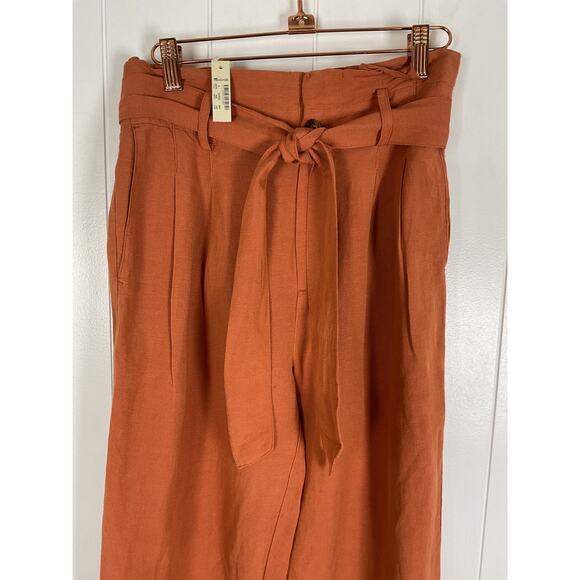 Madewell Women's Drapey Paperbag Pants in Rusty or Burnt Orange NWT Size 0 - Picture 6 of 9